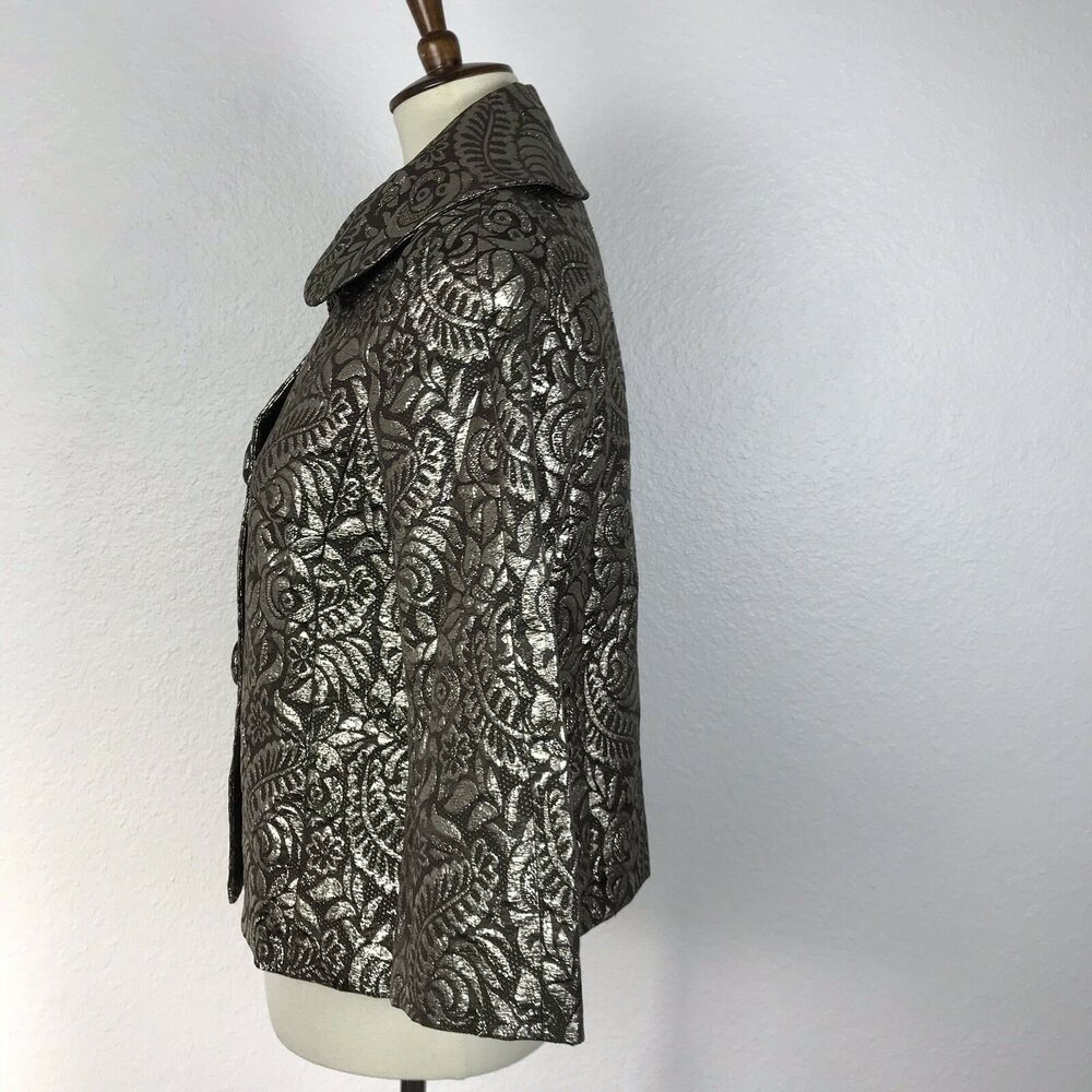 Banana Republic Jacket Women S Blazer Floral Metallic Brocade Silk Blend Evening - Picture 3 of 11